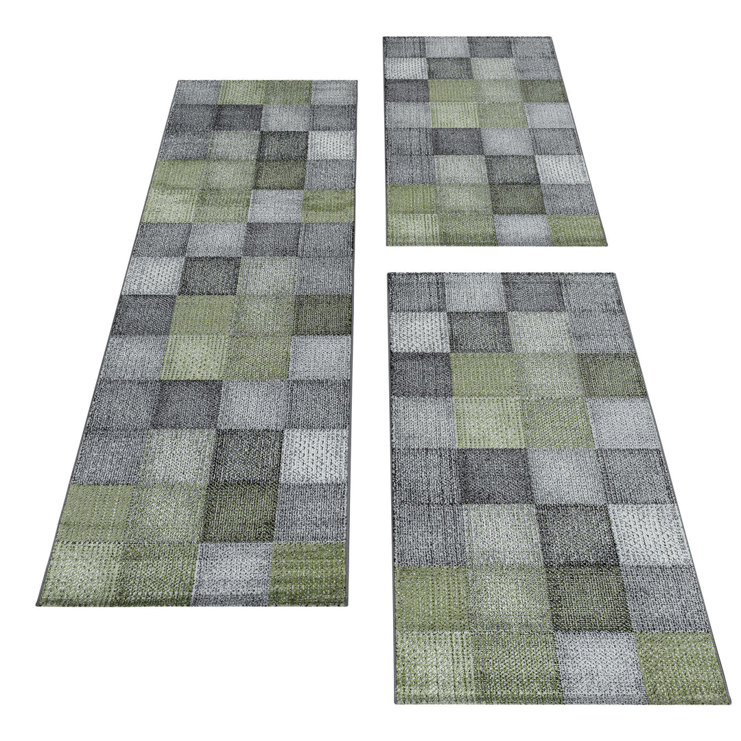 Teppich Läufer Set TARIO Schlafzimmer Kurzflor Bettumrandung 3 Teile