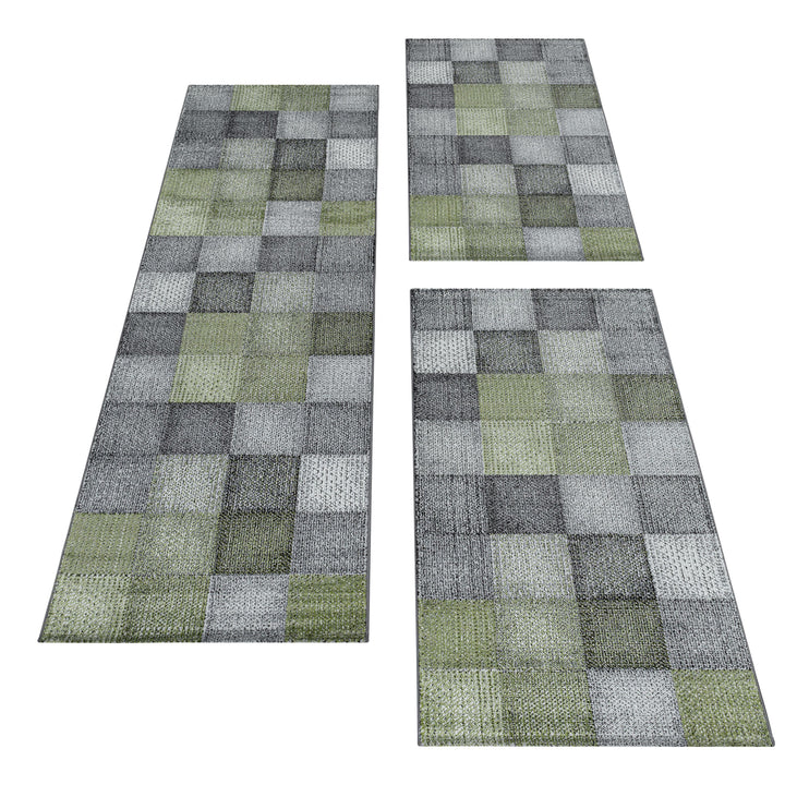 Teppich Läufer Set TARIO Schlafzimmer Kurzflor Bettumrandung 3 Teile