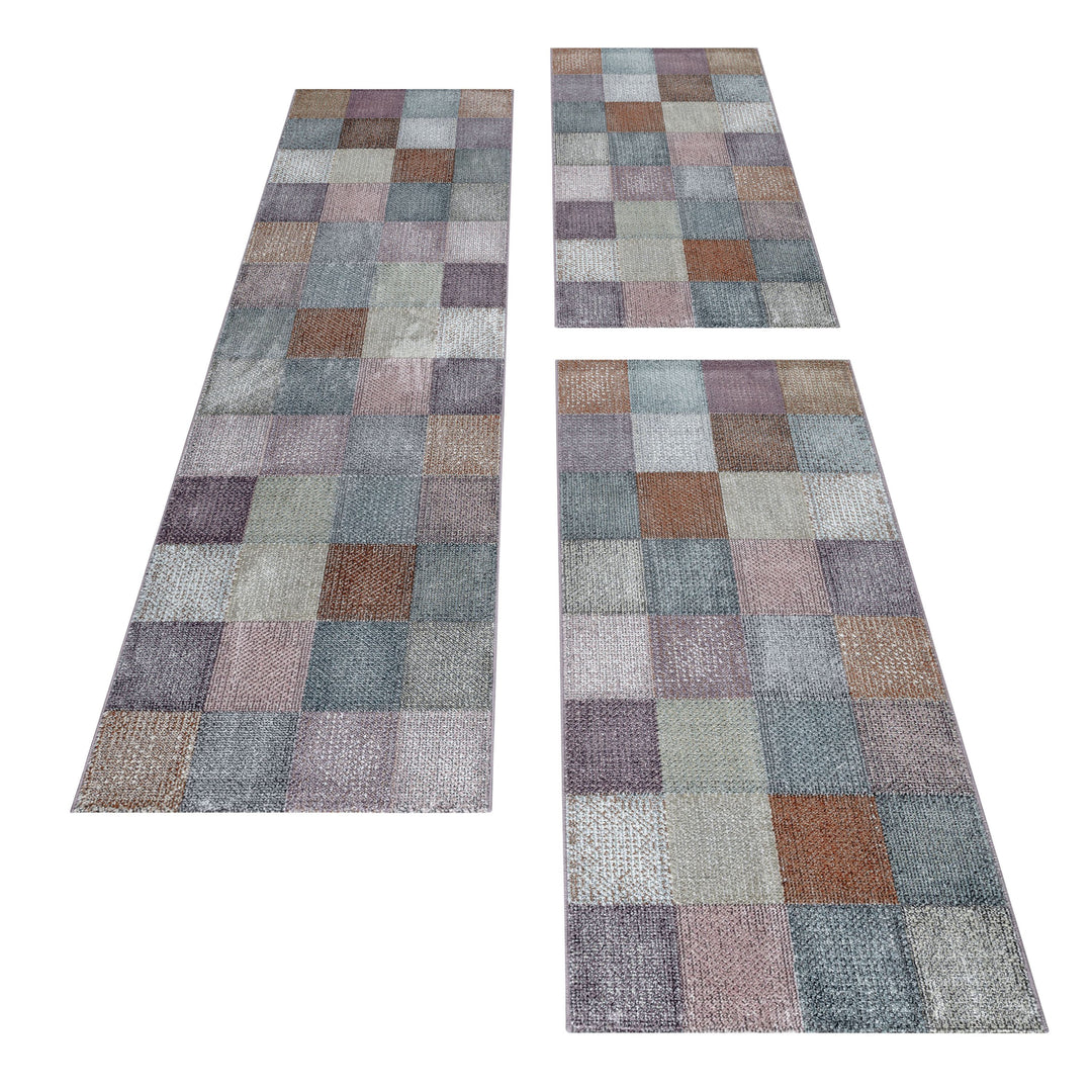 Teppich Läufer Set TARIO Schlafzimmer Kurzflor Bettumrandung 3 Teile