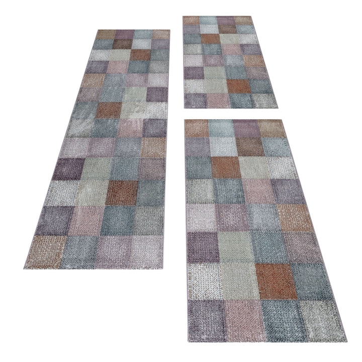 Teppich Läufer Set TARIO Schlafzimmer Kurzflor Bettumrandung 3 Teile