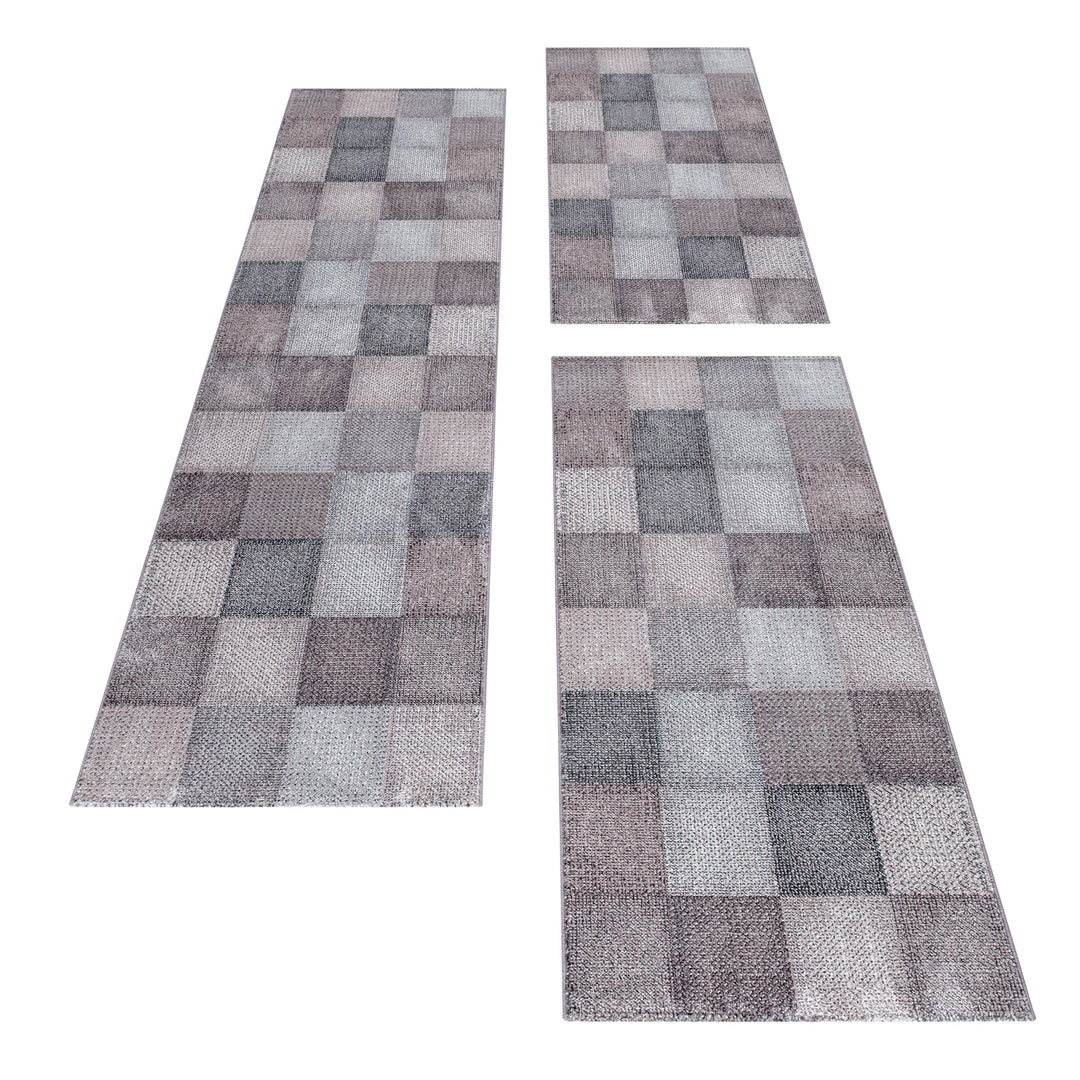 Teppich Läufer Set TARIO Schlafzimmer Kurzflor Bettumrandung 3 Teile