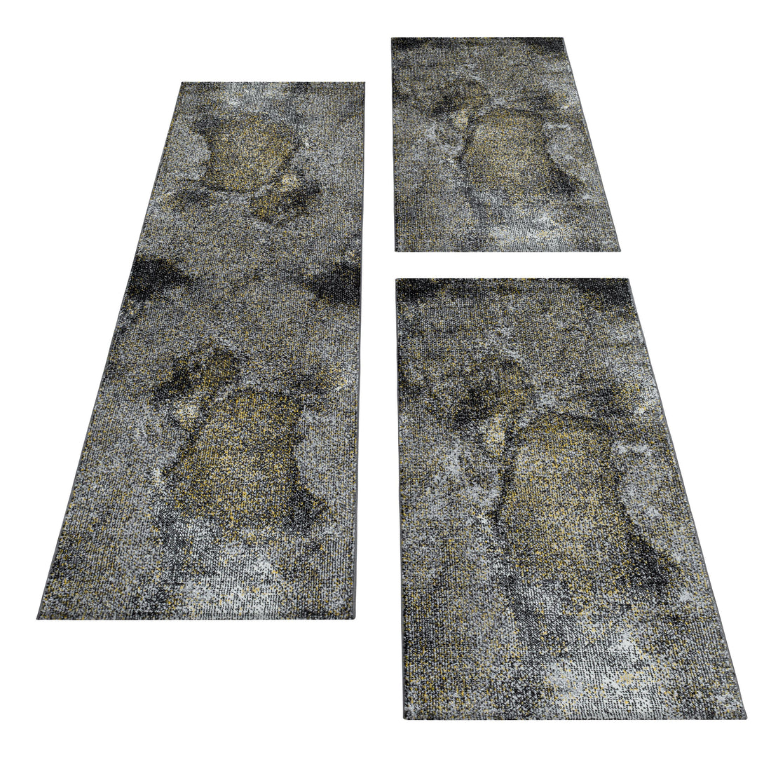 Teppich Läufer Set TARIO Schlafzimmer Kurzflor Bettumrandung 3 Teile