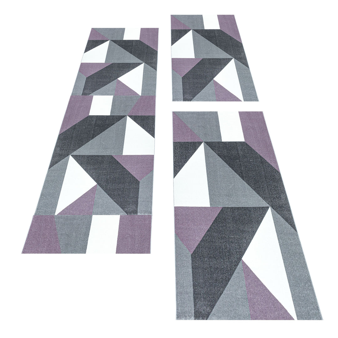 Teppich Läufer Set TARIO Schlafzimmer Kurzflor Bettumrandung 3 Teile