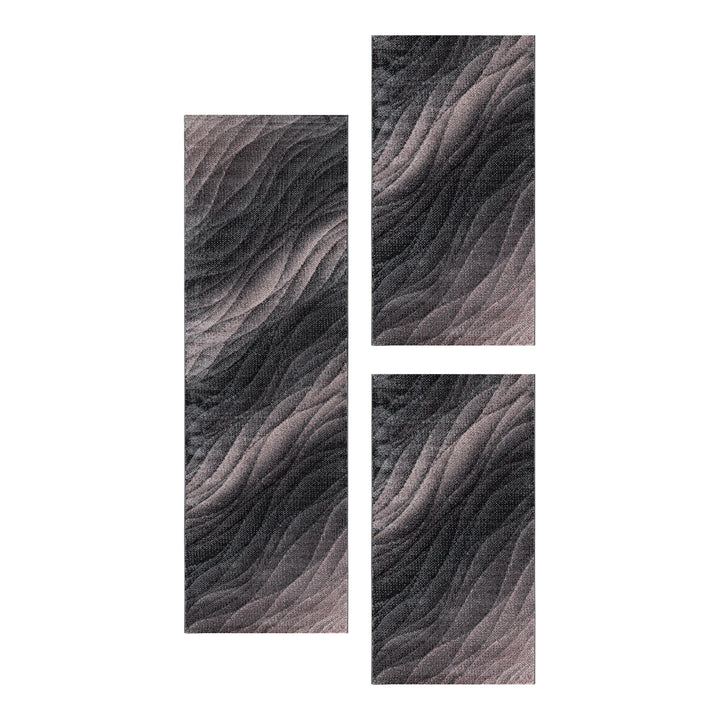 Teppich Läufer Set TARIO Schlafzimmer Kurzflor Bettumrandung 3 Teile