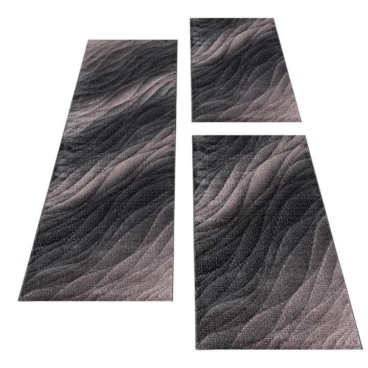 Teppich Läufer Set TARIO Schlafzimmer Kurzflor Bettumrandung 3 Teile