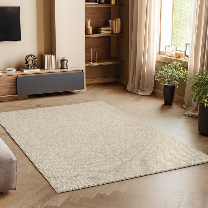 Eleganter Wohnzimmer-Teppich Robuster, Melierter Schlingenteppich in Einfarbig mit Struktur, Modernes Cut-Loop Design