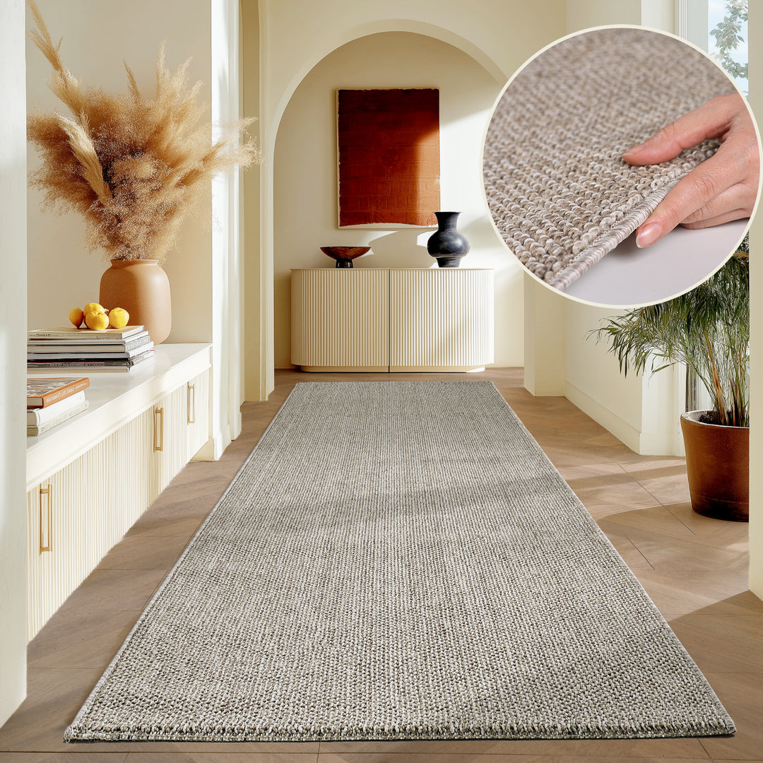 Eleganter Wohnzimmer-Teppich Robuster, Melierter Schlingenteppich in Einfarbig mit Struktur, Modernes Cut-Loop Design