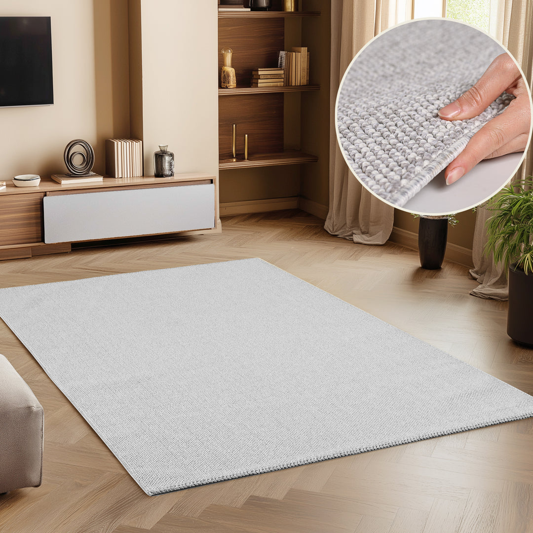 Eleganter Wohnzimmer-Teppich Robuster, Melierter Schlingenteppich in Einfarbig mit Struktur, Modernes Cut-Loop Design