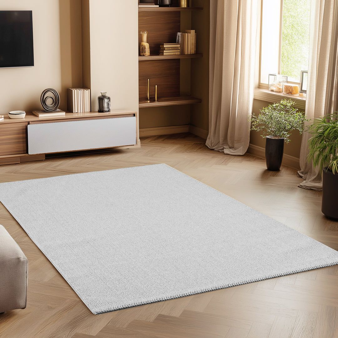 Eleganter Wohnzimmer-Teppich Robuster, Melierter Schlingenteppich in Einfarbig mit Struktur, Modernes Cut-Loop Design