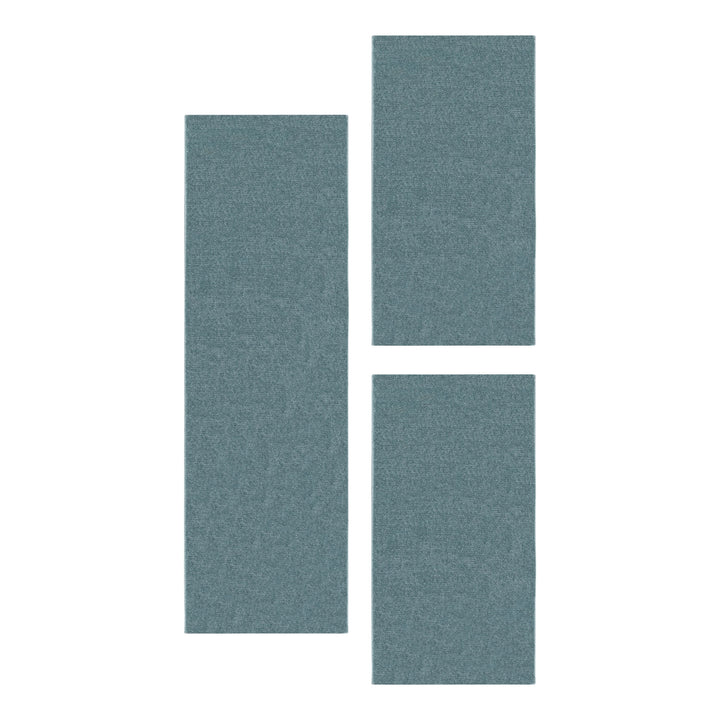 Teppich Läufer Set IROH Schlafzimmer Kurzflor Bettumrandung 3 Teile Einfarbig