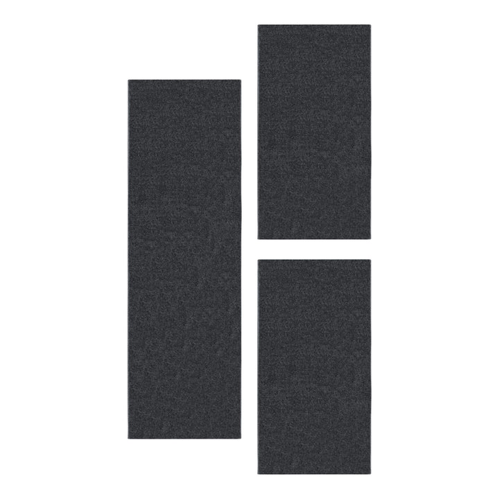 Teppich Läufer Set IROH Schlafzimmer Kurzflor Bettumrandung 3 Teile Einfarbig