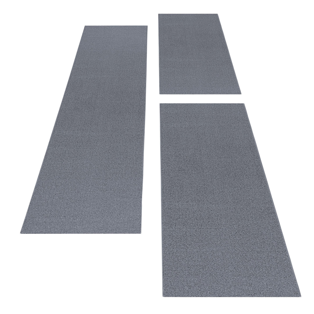 Teppich Läufer Set IROH Schlafzimmer Kurzflor Bettumrandung 3 Teile Einfarbig