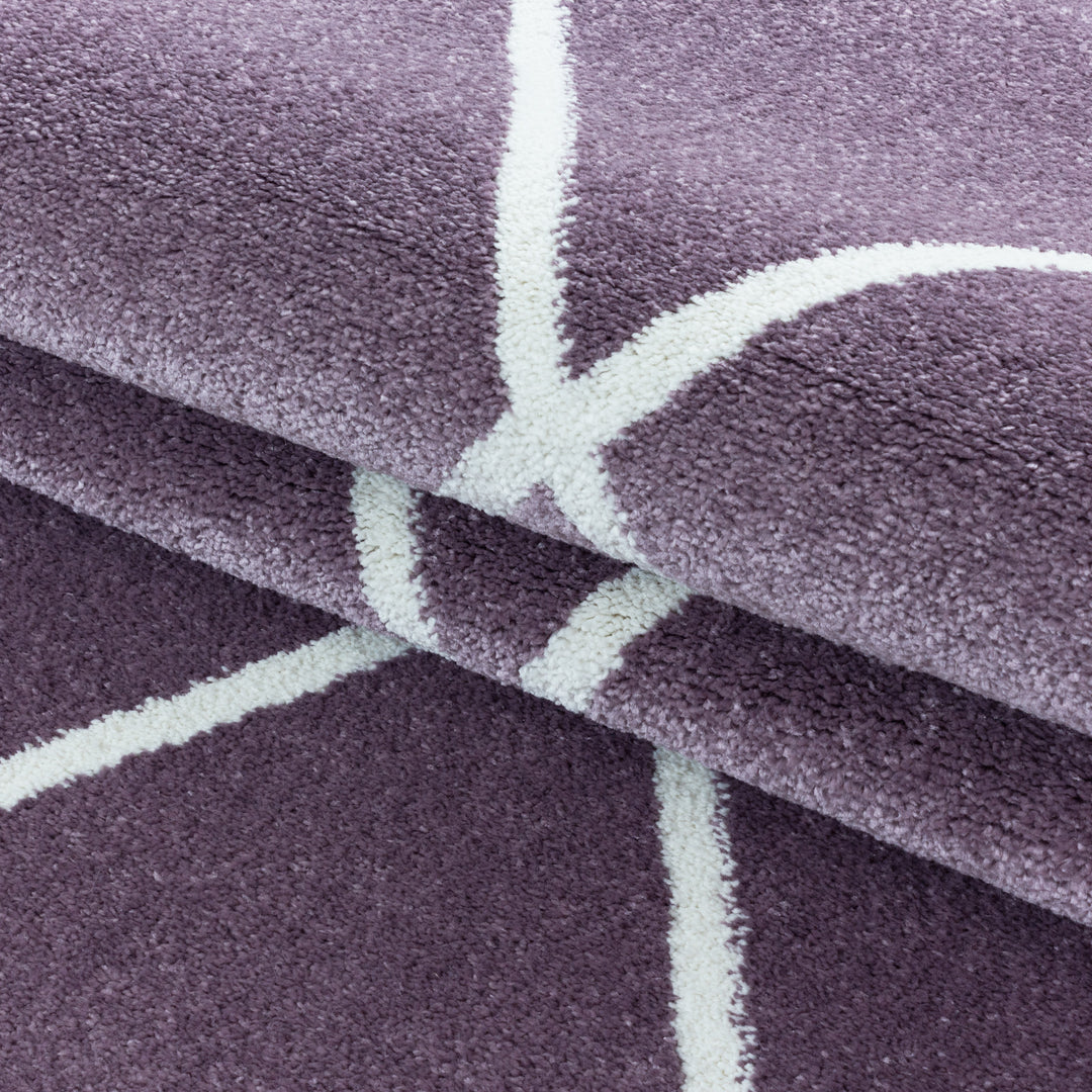 Kurzflor Teppich IROH Wohnzimmer Design Teppich Linien Raute