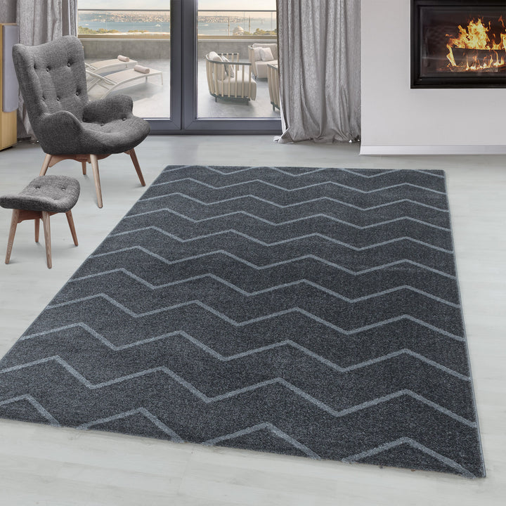 Short pile carpet IROH living room design carpet lines waves