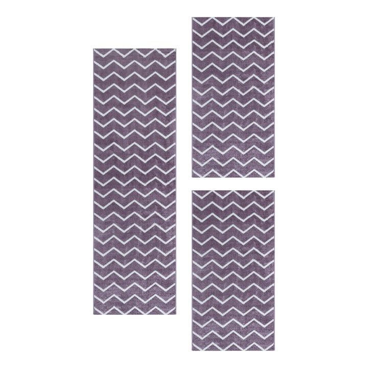 Teppich Läufer Set IROH Schlafzimmer Kurzflor Bettumrandung 3 Teile