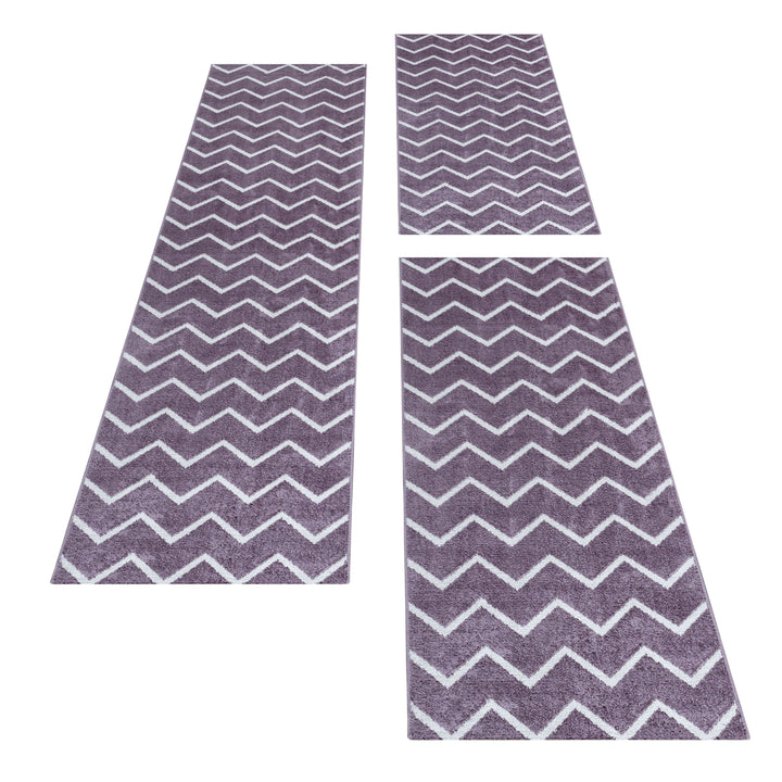 Teppich Läufer Set IROH Schlafzimmer Kurzflor Bettumrandung 3 Teile