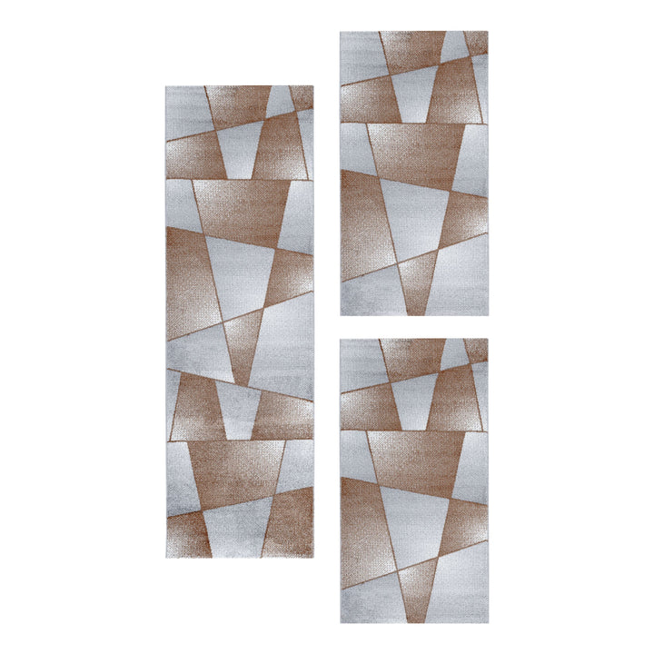 Teppich Läufer Set IROH Schlafzimmer Kurzflor Bettumrandung 3 Teile