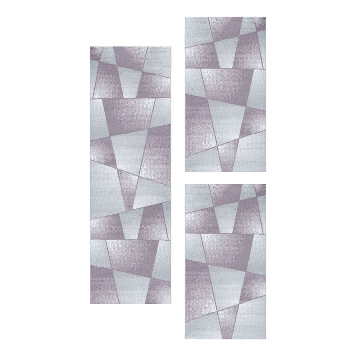 Teppich Läufer Set IROH Schlafzimmer Kurzflor Bettumrandung 3 Teile