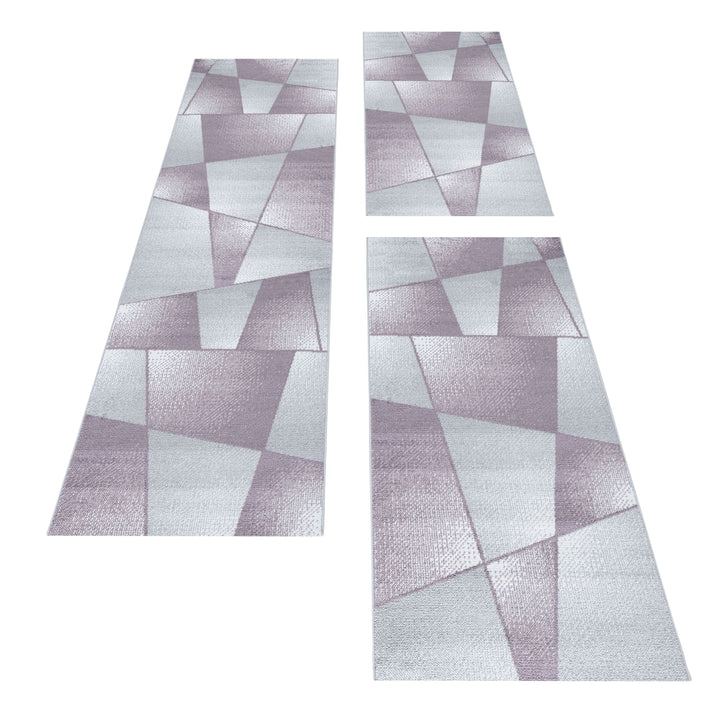 Teppich Läufer Set IROH Schlafzimmer Kurzflor Bettumrandung 3 Teile