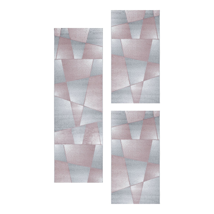 Teppich Läufer Set IROH Schlafzimmer Kurzflor Bettumrandung 3 Teile