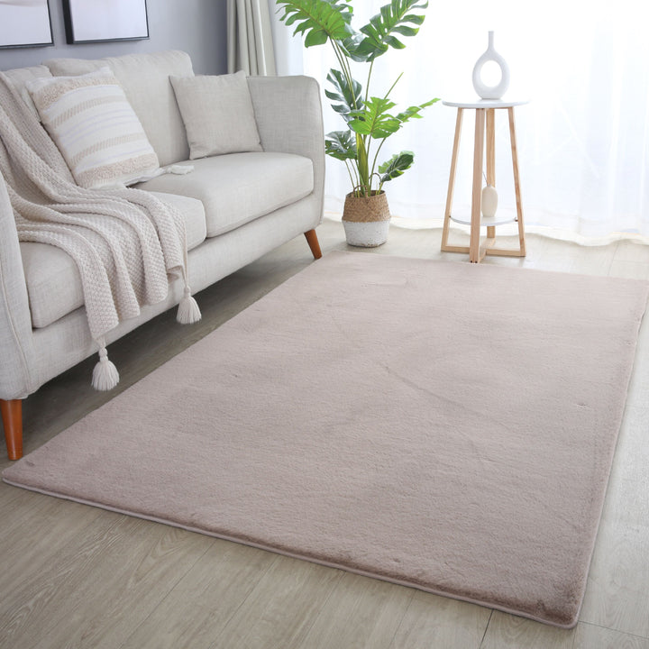 SIMPEX Rabbit Hochflor Teppich Flauschig Weich Kunstfell Fellteppich Einfarbig in vielen Größen als Teppich oder Läufer für Wohnzimmer Schlafzimmer Esszimmer Flur Rund und Rechteckig
