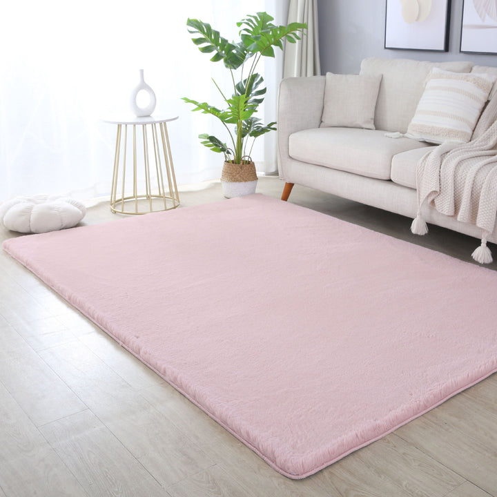 SIMPEX Rabbit Hochflor Teppich Flauschig Weich Kunstfell Fellteppich Einfarbig in vielen Größen als Teppich oder Läufer für Wohnzimmer Schlafzimmer Esszimmer Flur Rund und Rechteckig