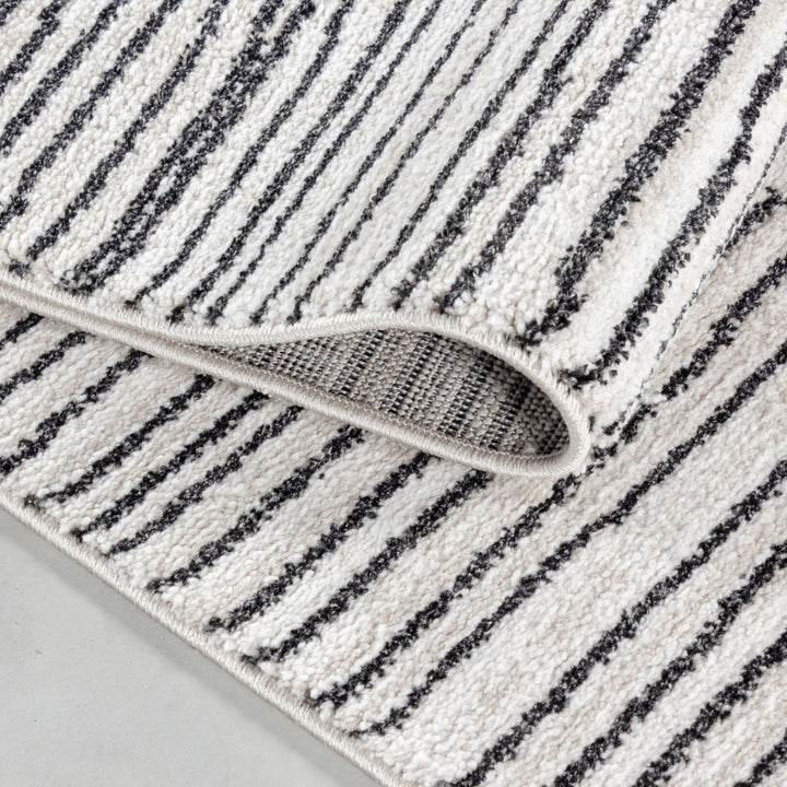 Kurzflor Teppich FES Wohnzimmer Berber Design Streifen Pflegeleicht