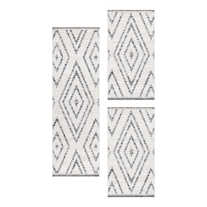 Teppich Läufer Set FES Schlafzimmer Kurzflor Bettumrandung 3 Teile