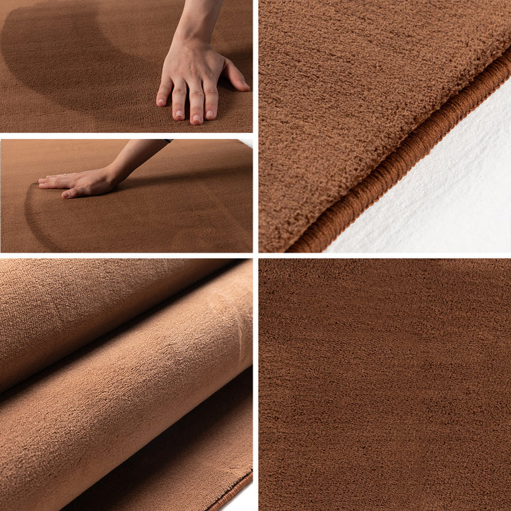 SIMPEX Waschbarer Teppich Kurzflor Modern Einfarbig Weich Rutschfest Maschinenwaschbar Pflegeleicht für Wohnzimmer Schlafzimmer Flur Esszimmer