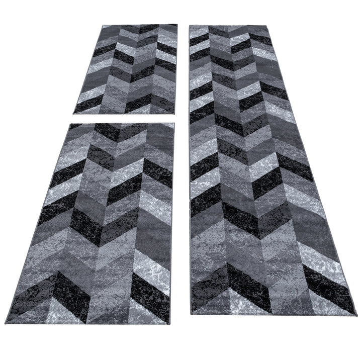 Teppich Läufer Set PULS Schlafzimmer Kurzflor Bettumrandung 3 Teile