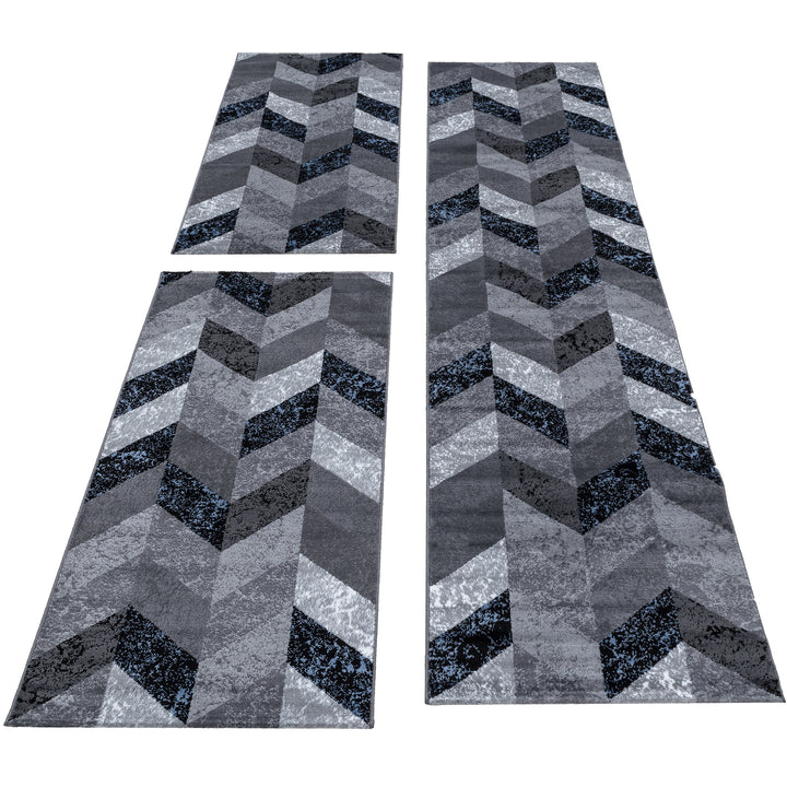 Teppich Läufer Set PULS Schlafzimmer Kurzflor Bettumrandung 3 Teile