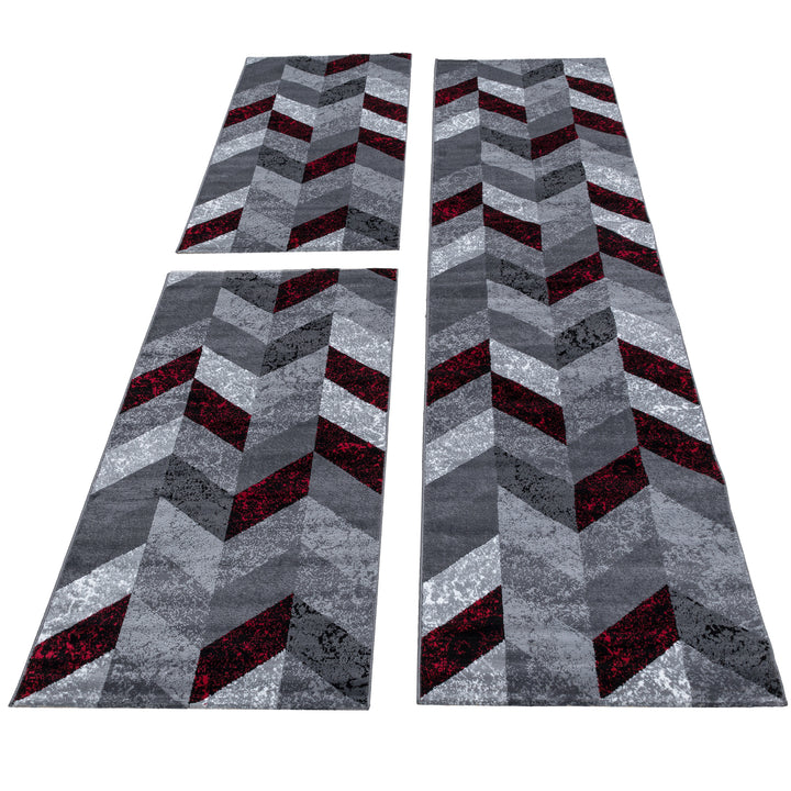 Teppich Läufer Set PULS Schlafzimmer Kurzflor Bettumrandung 3 Teile