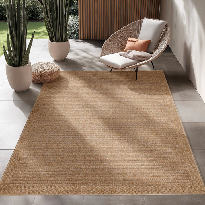 Wetterfest Outdoor-Teppich Sisal Natur-Optik Küche, Garten, Balkon Teppich Flachgewebe 3 mm Florhöhe Beige