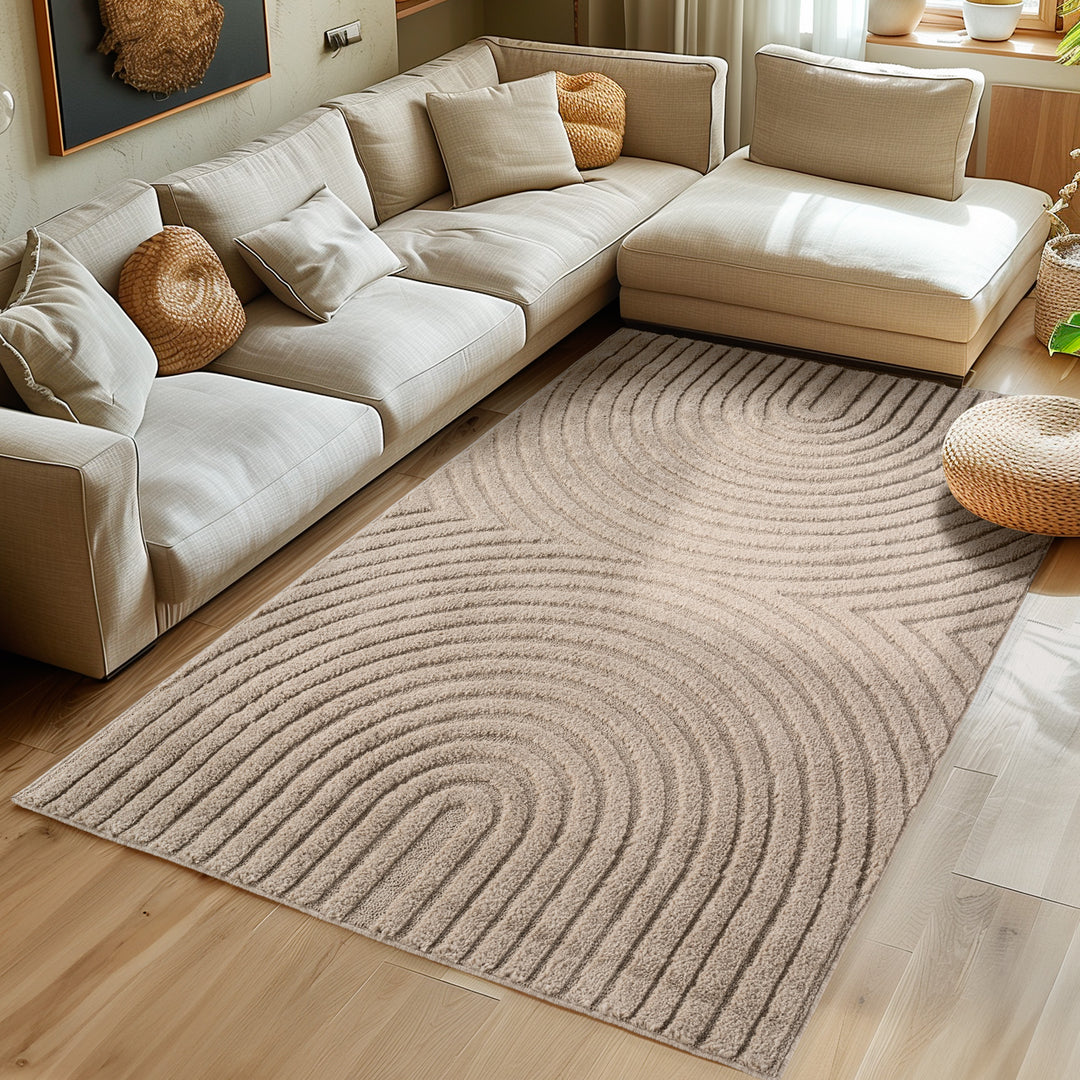 Teppich Wohnzimmer Küchenteppich Schlafzimmer Beige Design Flauschig Weich