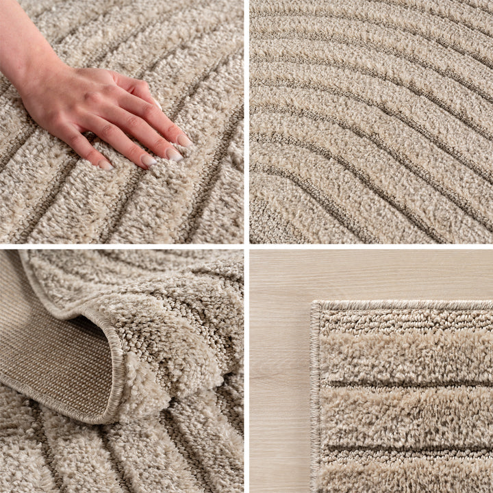 Teppich Wohnzimmer Küchenteppich Schlafzimmer Beige Design Flauschig Weich