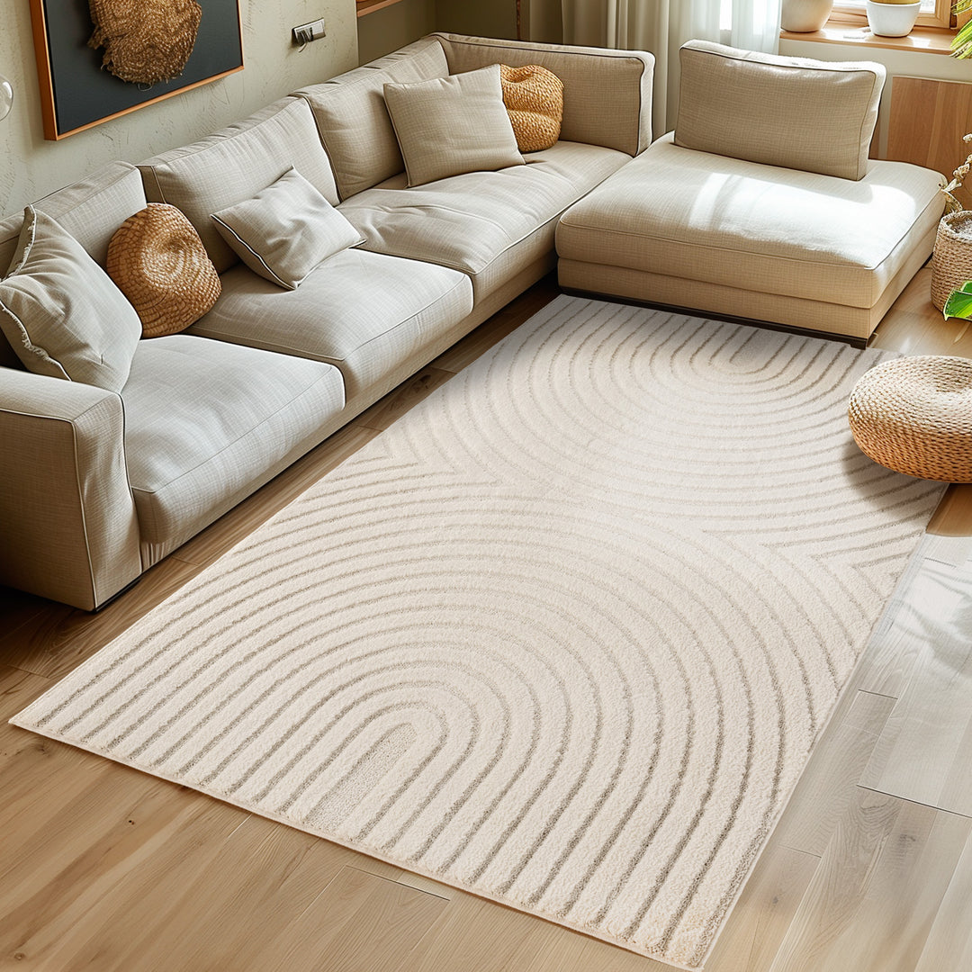 Teppich Wohnzimmer Küchenteppich Schlafzimmer Beige Design Flauschig Weich