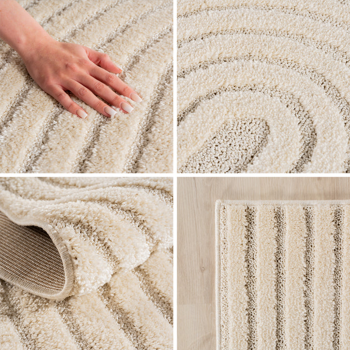 Teppich Wohnzimmer Küchenteppich Schlafzimmer Beige Design Flauschig Weich