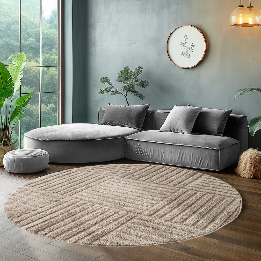 Teppich Wohnzimmer Küchenteppich Schlafzimmer Beige Flauschig Pflegeleicht