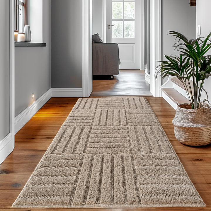 Teppich Wohnzimmer Küchenteppich Schlafzimmer Beige Flauschig Pflegeleicht