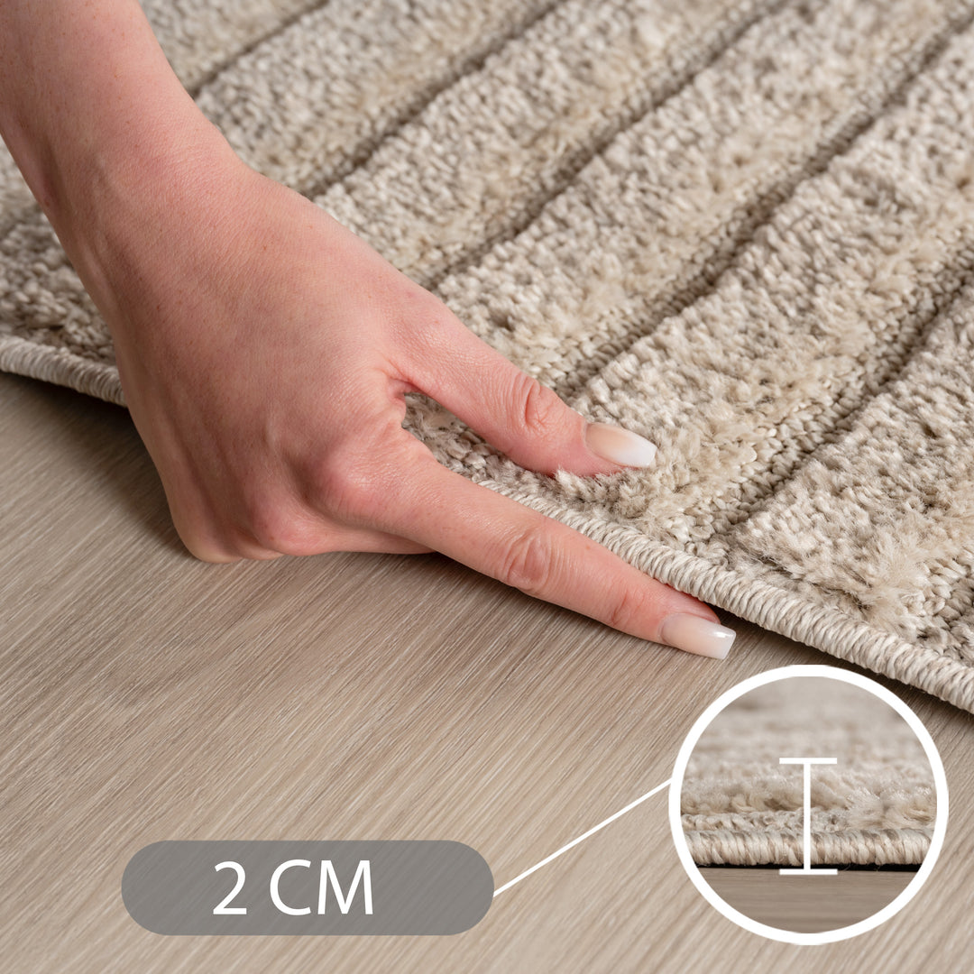 Teppich Wohnzimmer Küchenteppich Schlafzimmer Beige Flauschig Pflegeleicht