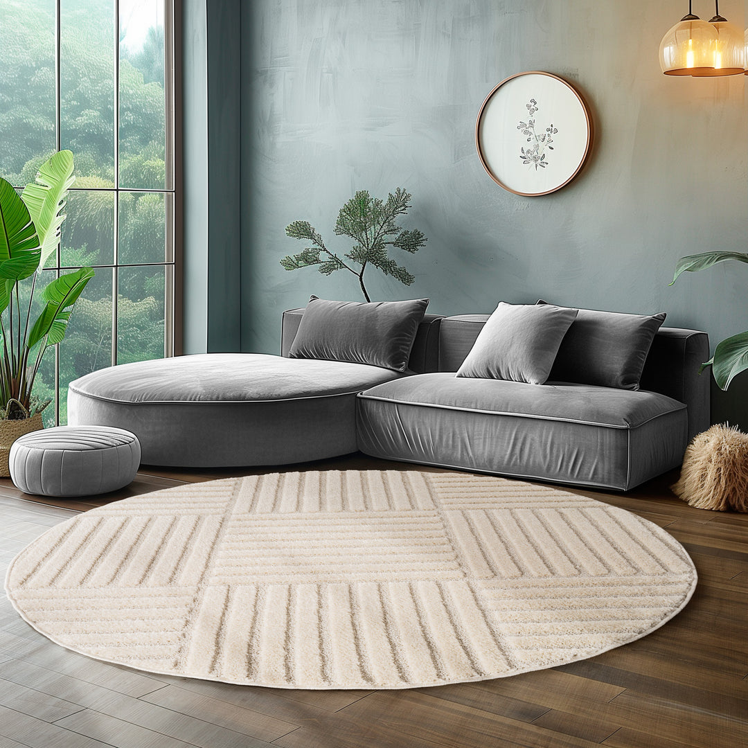 Teppich Wohnzimmer Küchenteppich Schlafzimmer Beige Flauschig Pflegeleicht