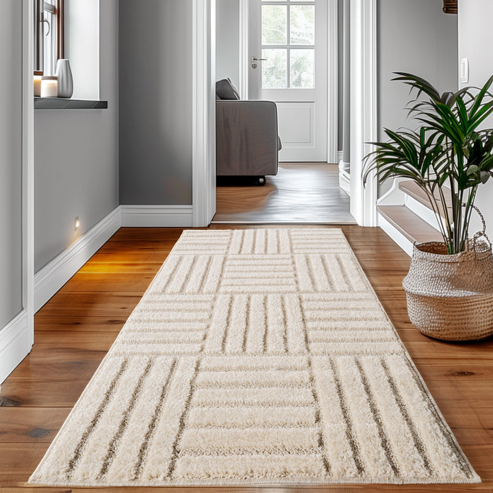 Teppich Wohnzimmer Küchenteppich Schlafzimmer Beige Flauschig Pflegeleicht