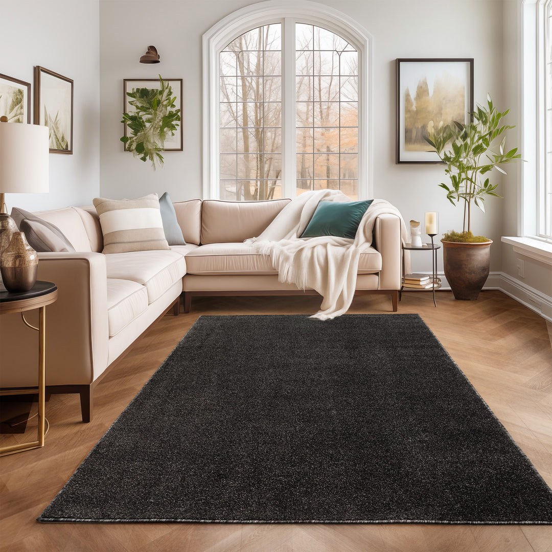 Kurzflor Teppich ADA Wohnzimmer Einfarbig Anthrazit |SIMRUG.DE – Simpex24
