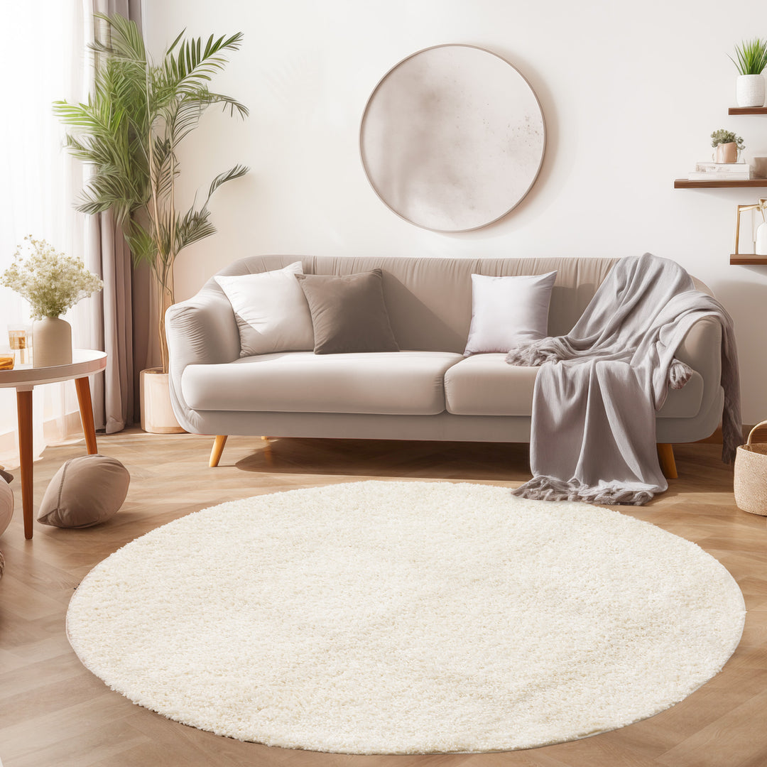 Hochflor Teppich VITA Wohnzimmerteppich Shaggy Rund Langflor Einfarbig|SIMRUG.DE – Simpex24