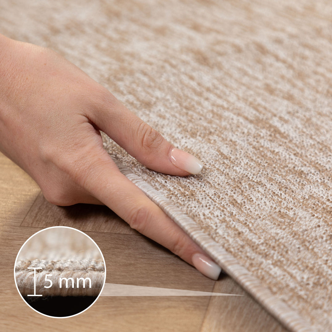 Kurzflor Teppich Wohnzimmerteppich Läufer Meliert Flachflor Weich Beige|SIMRUG.DE – Simpex24