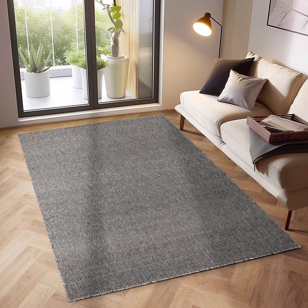 Kurzflor Teppich Wohnzimmerteppich Läufer Meliert Flachflor Weich Grau|SIMRUG.DE – Simpex24