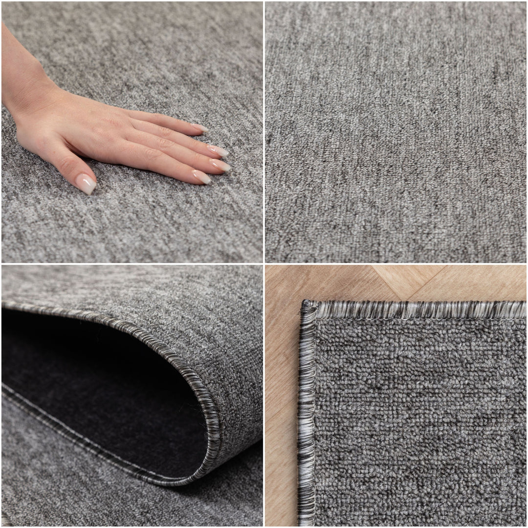 Kurzflor Teppich Wohnzimmerteppich Läufer Meliert Flachflor Weich Grau|SIMRUG.DE – Simpex24