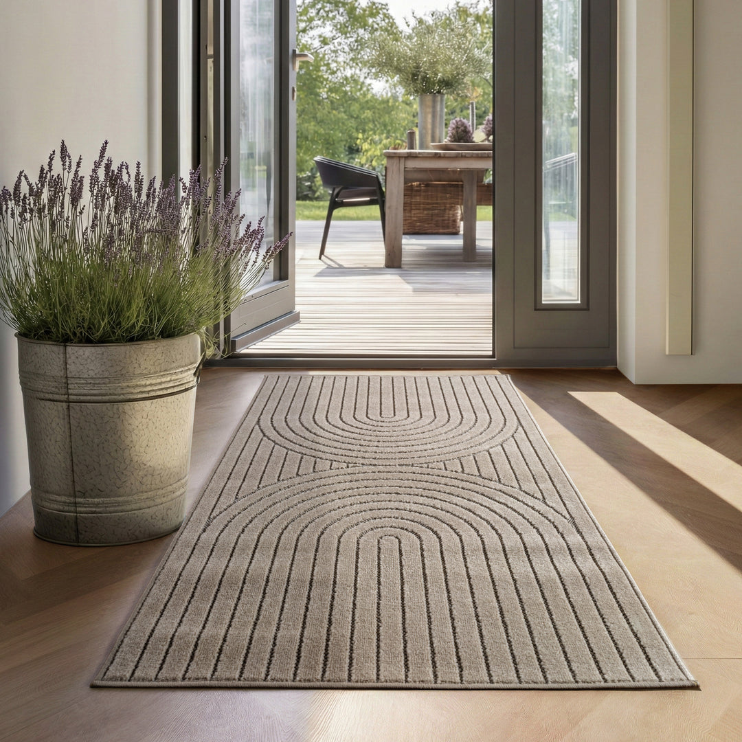 SIMPEX Outdoor Teppich Wetterfest Wohnzimmer & Outdoor geeignet Waschbar Beige