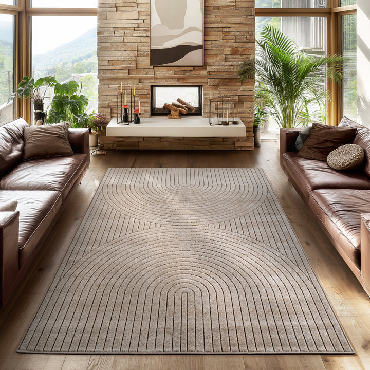 SIMPEX Outdoor Teppich Wetterfest Wohnzimmer & Outdoor geeignet Waschbar Beige