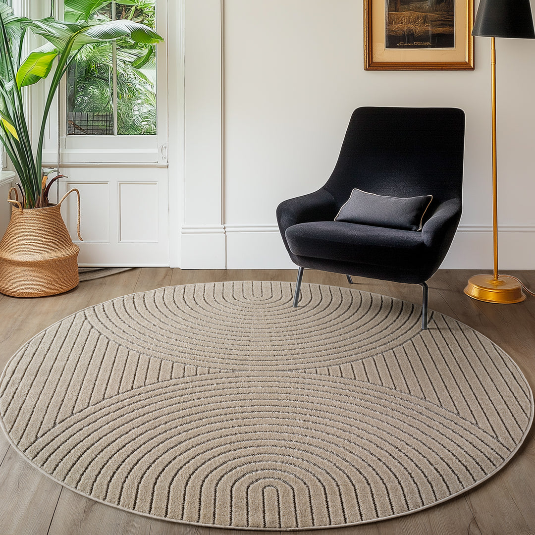 SIMPEX Outdoor Teppich Wetterfest Wohnzimmer & Outdoor geeignet Waschbar Beige